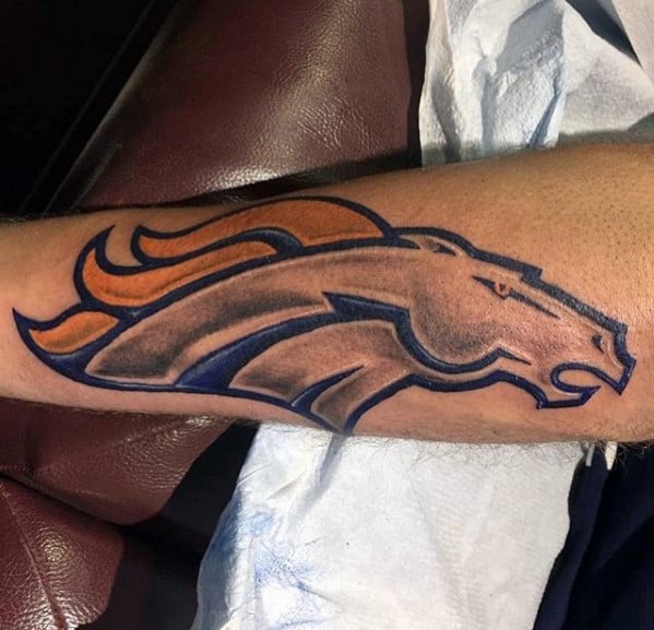 Awesome Denver Broncos Logo Mens Outer Forearm Nfl Tattoo
