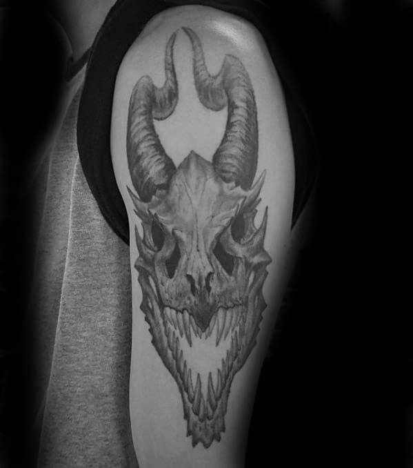 Awesome Dragon Skull Tattoos For Men On Arm