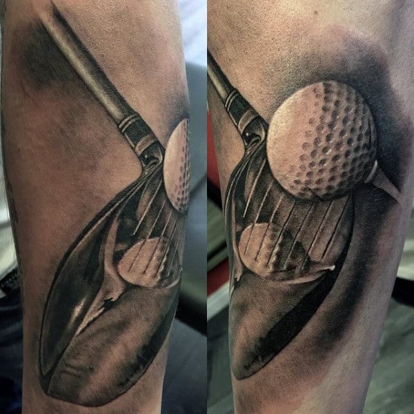 Awesome Golf Themed Tattoos Guys Lower Legs