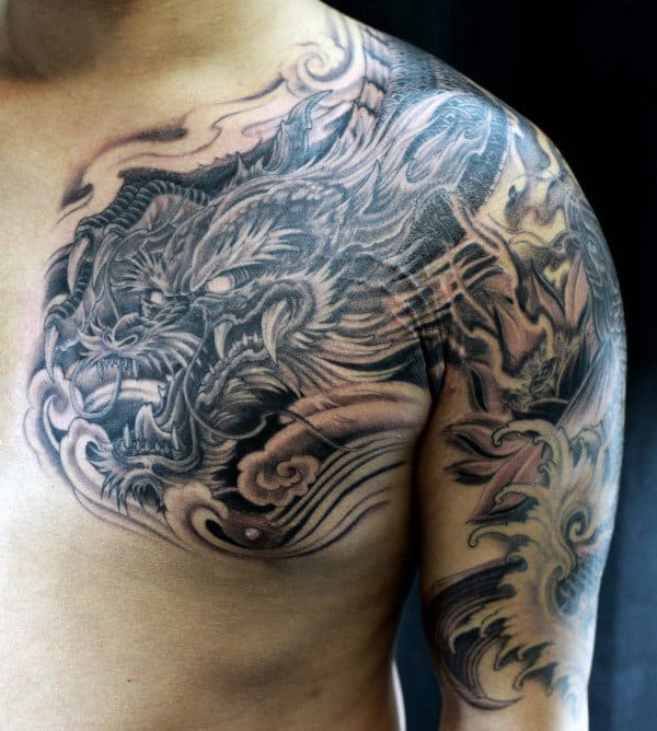 Awesome Grey Quarter Sleeve Tattoo For Guys