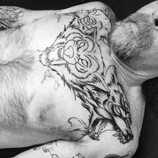 Awesome Guys Cerberus Tattoo On Upper Chest