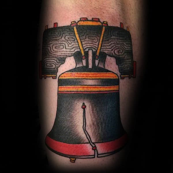 Awesome Guys Liberty Bell Traditional Arm Tattoo