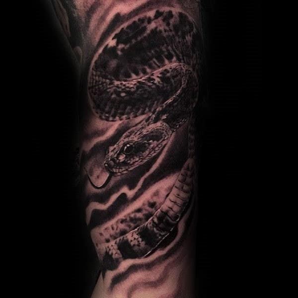 Awesome Guys Rattlesnake Arm Sleeve Tattoos