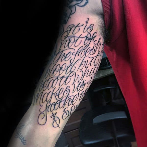 Awesome Guys Script Lettering Inner Arm Tattoo Designs