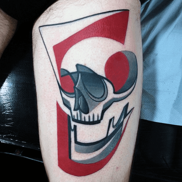Awesome Guys Skull Pop Art Thigh Tattoo