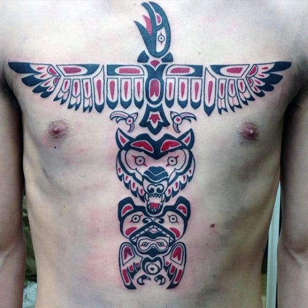 Awesome Haida Tattoo On Chest For Guys