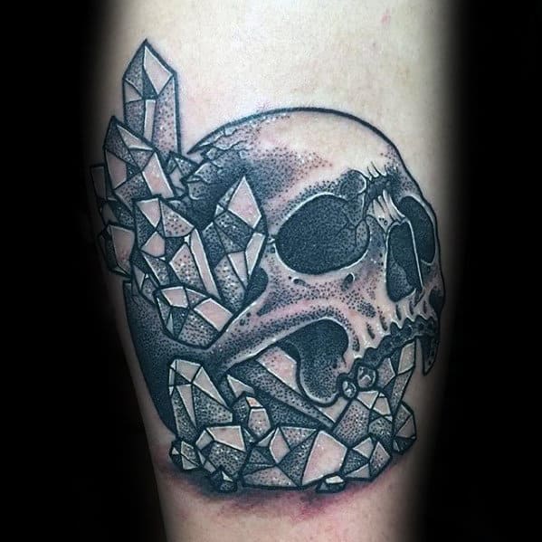 Awesome Mens Crystals With Skull 3d Arm Tattoo
