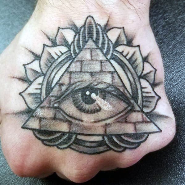 Awesome Mens Eye Of Providence Hand Tattoos