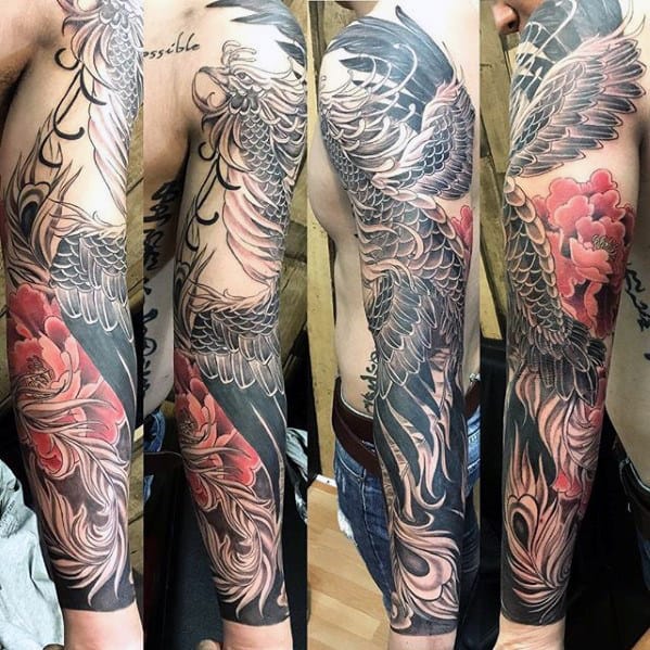 Awesome Mens Phoenix Japanese Full Sleeve Tattoos
