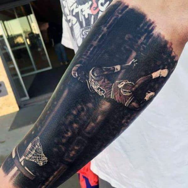 Awesome Mens Realistic Michael Jordan Forearm Sleeve Tattoo