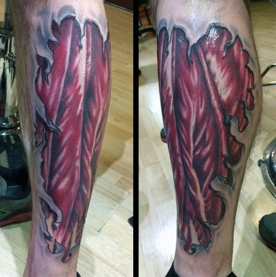 Awesome Mens Shin Muscle Tattoos
