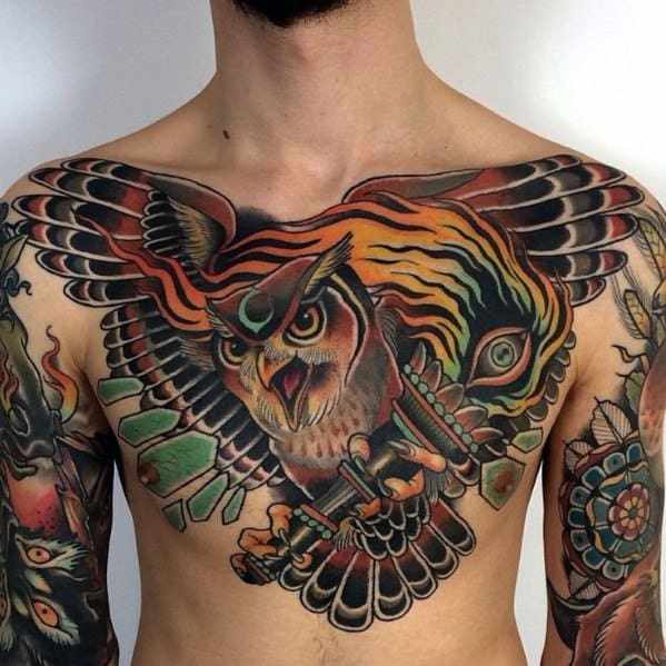 Awesome Neo Traditional Owl Tattoos For Men