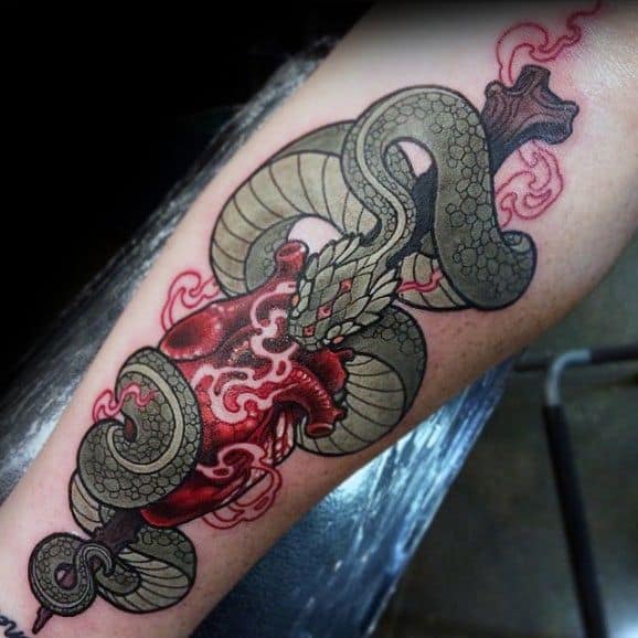 Awesome Neo Traditional Snake Tattoos For Men