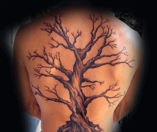 Awesome Oak Tree Mens Full Back Tattoo