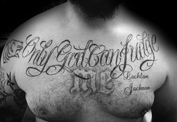 awesome only god can judge me guys chest tattoo