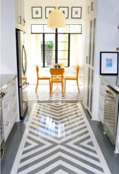 Awesome Painted Floor Ideas Chevron White And Grey
