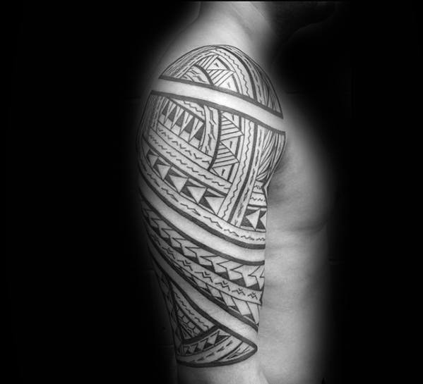 Awesome Polynesian Male Arm Tribal Tattoo Inspiration