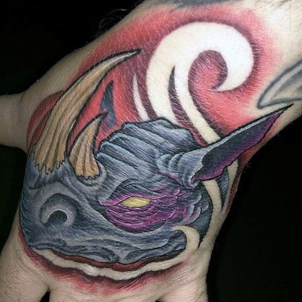 Awesome Rhino Mens Hand Tattoos