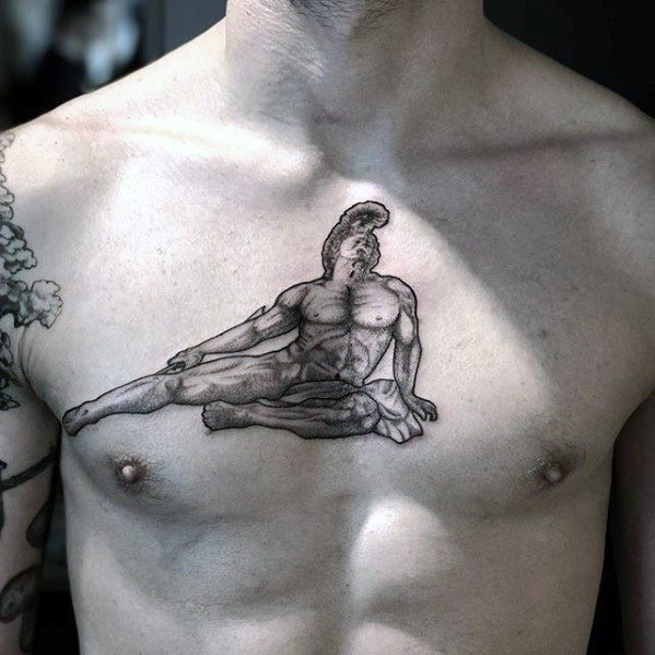 Awesome Roman Statue Tattoos For Men On Chest