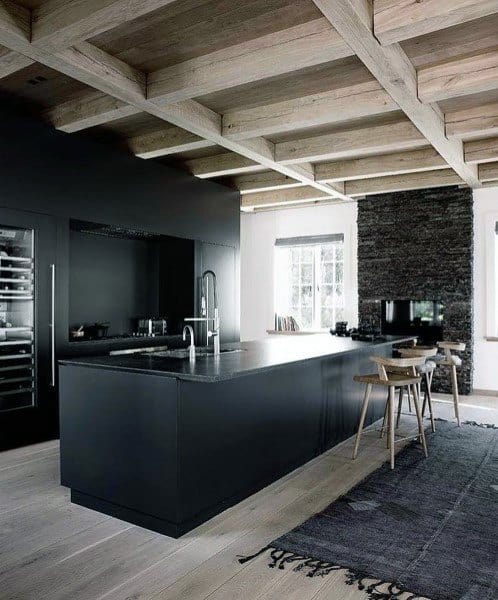 best kitchen ideas large black island exposed wood beams