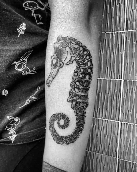 seahorse tattoo on neck