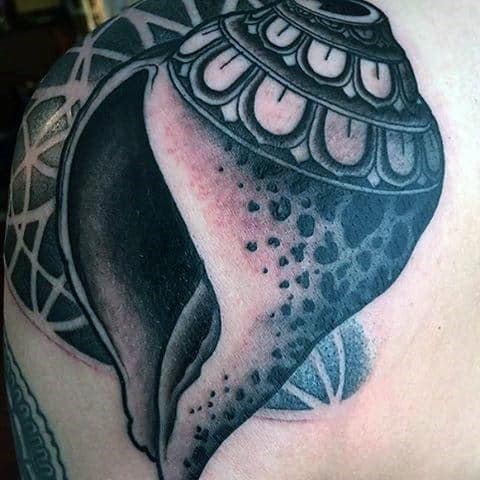 Awesome Seashell Tattoos For Men On Shoulder