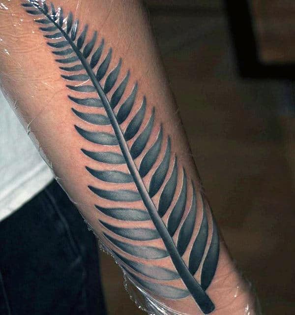 Awesome Shaded Mens Fern Forearm Tattoos