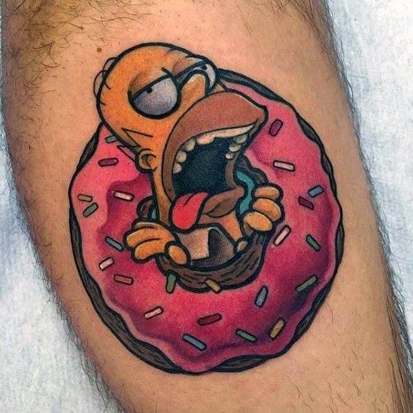 Awesome Simpsons Homer Simpson Donut Tattoos For Men