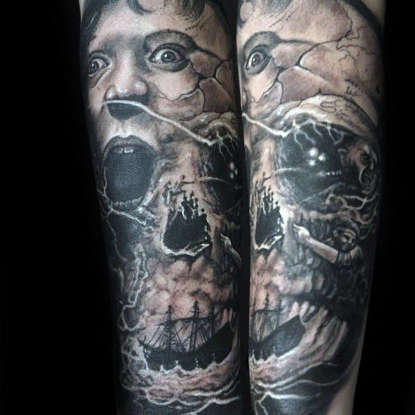 Awesome Skull Shaded Goonies Tattoo Designs