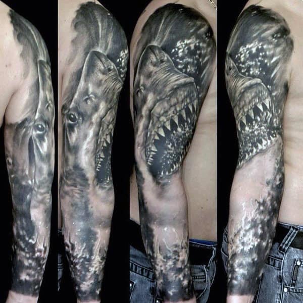 Awesome Sleeve Men's Shark Tattoos