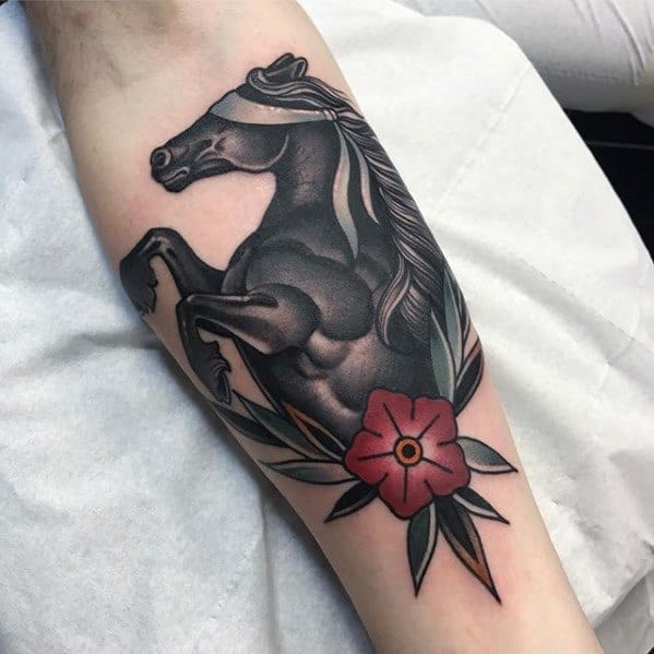Awesome Traditional Horse Tattoos For Men