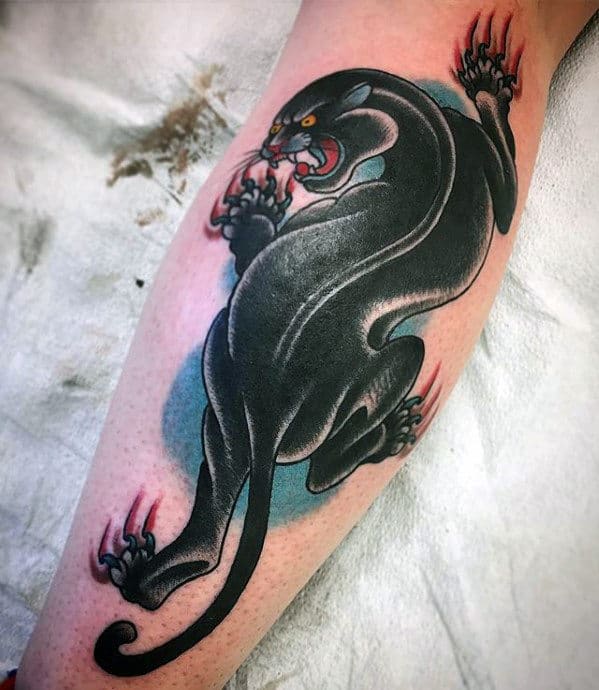 awesome-traditional-panther-mens-forearm-tattoos