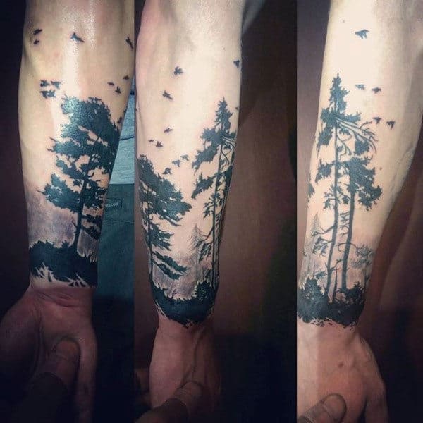 Awesome Trees Tattoo For Men On Forearm