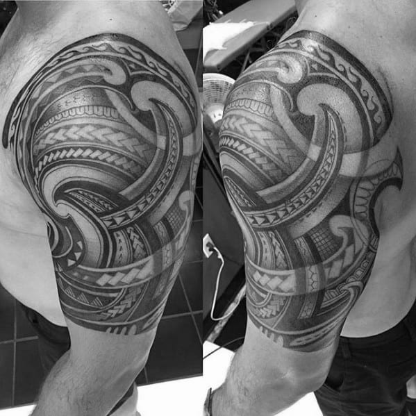 Awesome Tribal Half Sleeve Polynesian Mens Tattoo Designs
