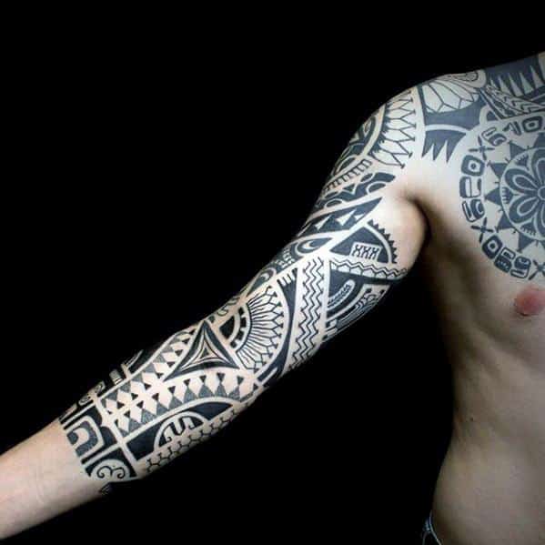 Awesome Tribal Tattoo Half Sleeve Hawaiian Ideas On Guys