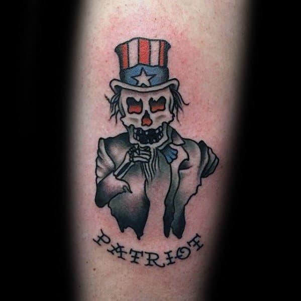 Awesome Uncle Sam Skull Forearm Traditional Tattoos For Men