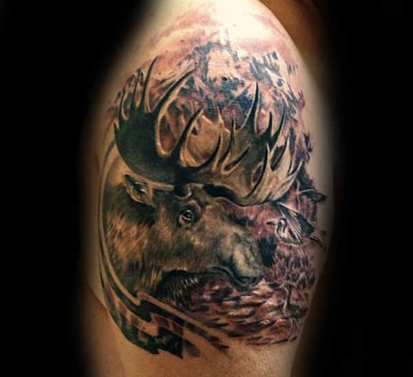 60 Moose Tattoo Designs For Men Antler Ink Ideas