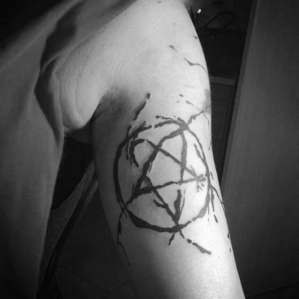 Awesome Watercolor Heartagram Mens Inner Arm Tattoo Designs