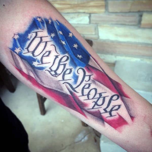 Awesome We The People American Flag Male Tattoo Ideas
