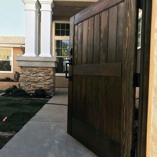 Awesome Wood Gate Ideas Stained Dark Brown