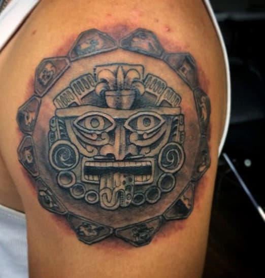 Aztec Culture Tattoos For Men On Upper Arm