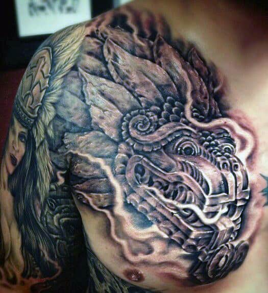 Aztec Dragon Tattoos For Men On Chest