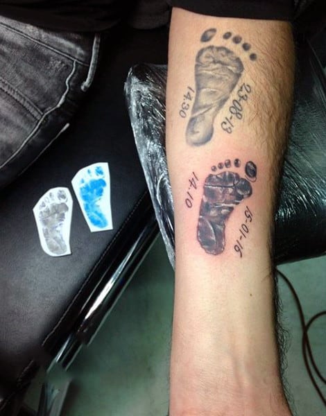 Baby Footsteps Tattoo Mens Forearm
