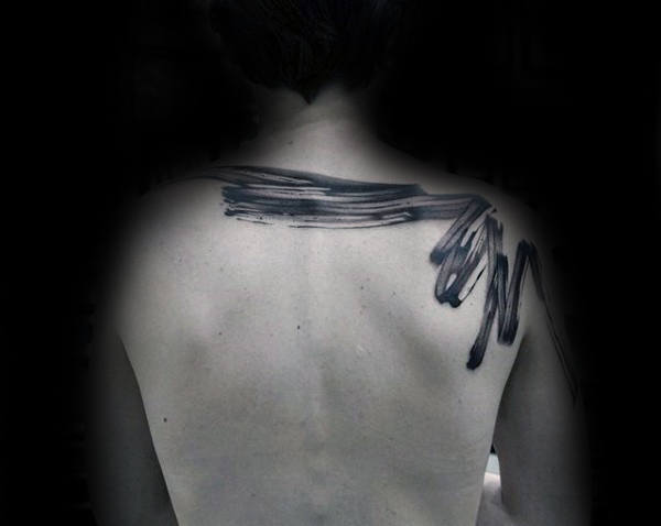 Back And Shoulder Brush Stroke Painted Mens Tattoo Inspiration