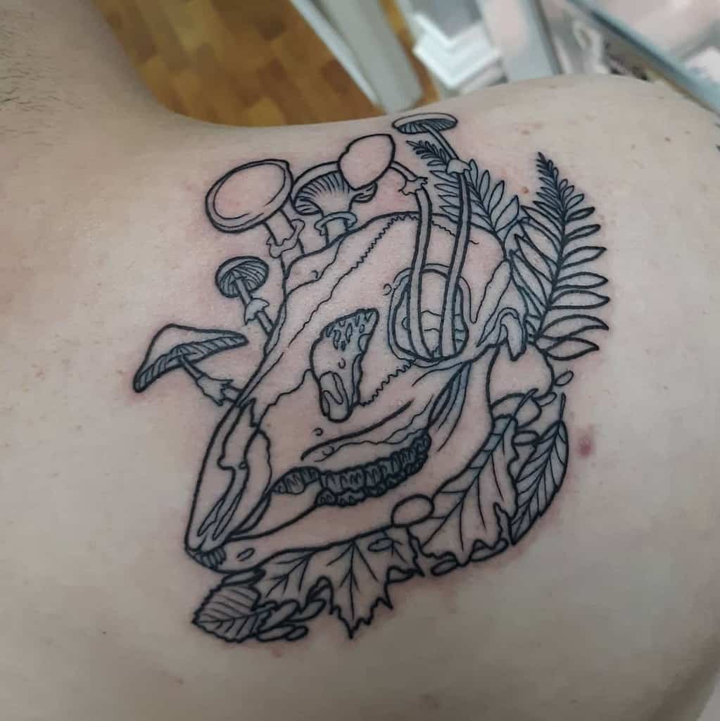 back deer skull tattoo ksmithtattoo