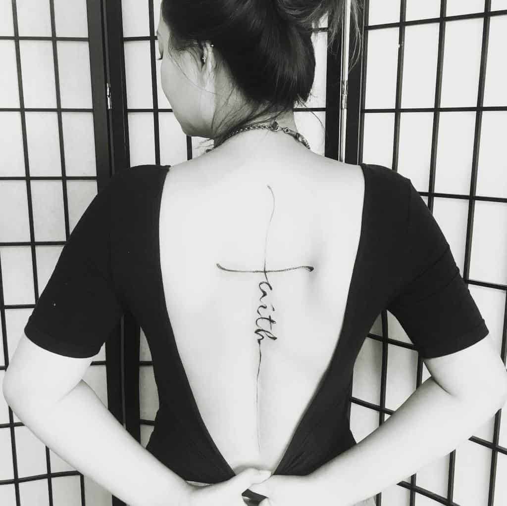 back faith cross tattoo yuantattoodesign