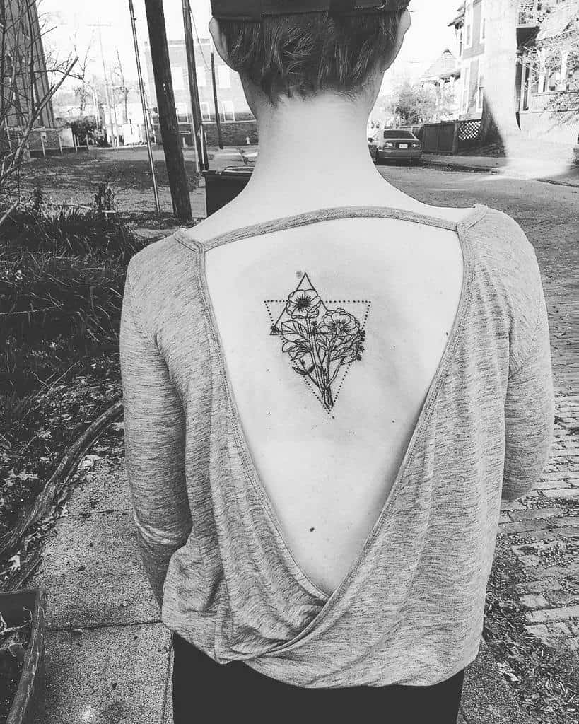 back geometric flower tattoo lilith.and.lace