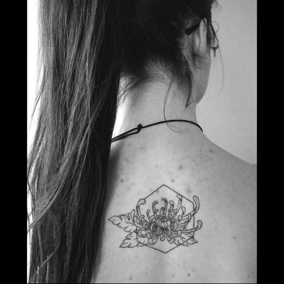 back geometric flower tattoo ohm_relic_handpoke