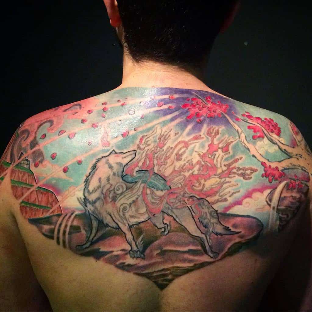 back japanese wolf tattoo camilo_nunes