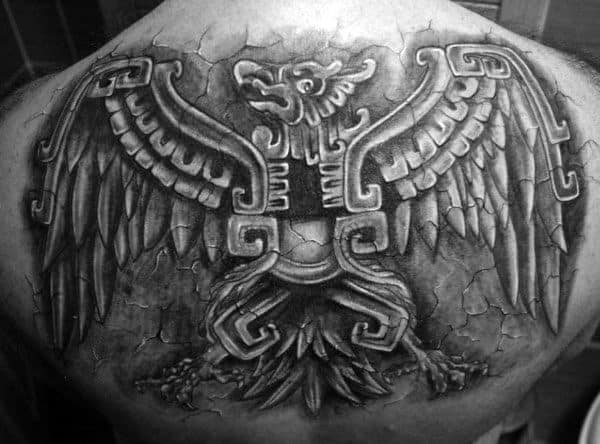 Back Men's Aztec Wings Tattoos
